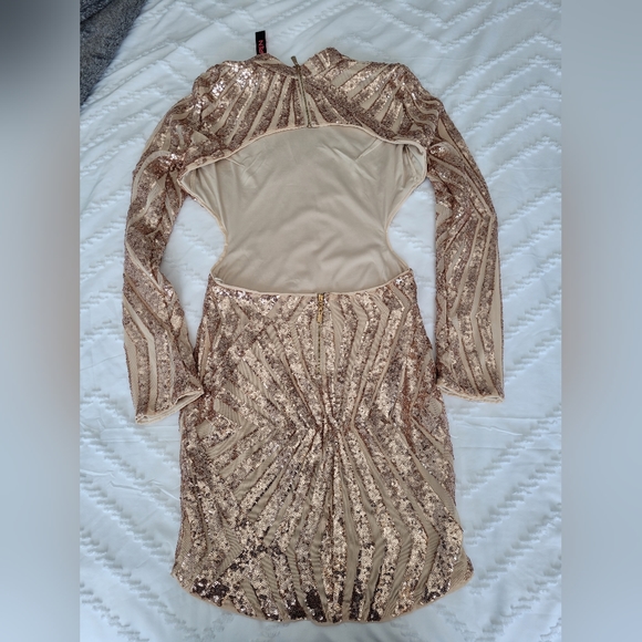 Gold Sparkly Backless Dress Medium - Picture 3 of 3